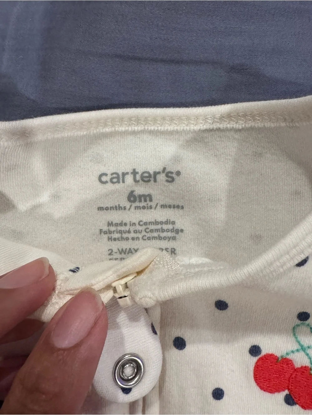 Carter's White Polka Dot Footed One-Piece with Red Strawberry Feet